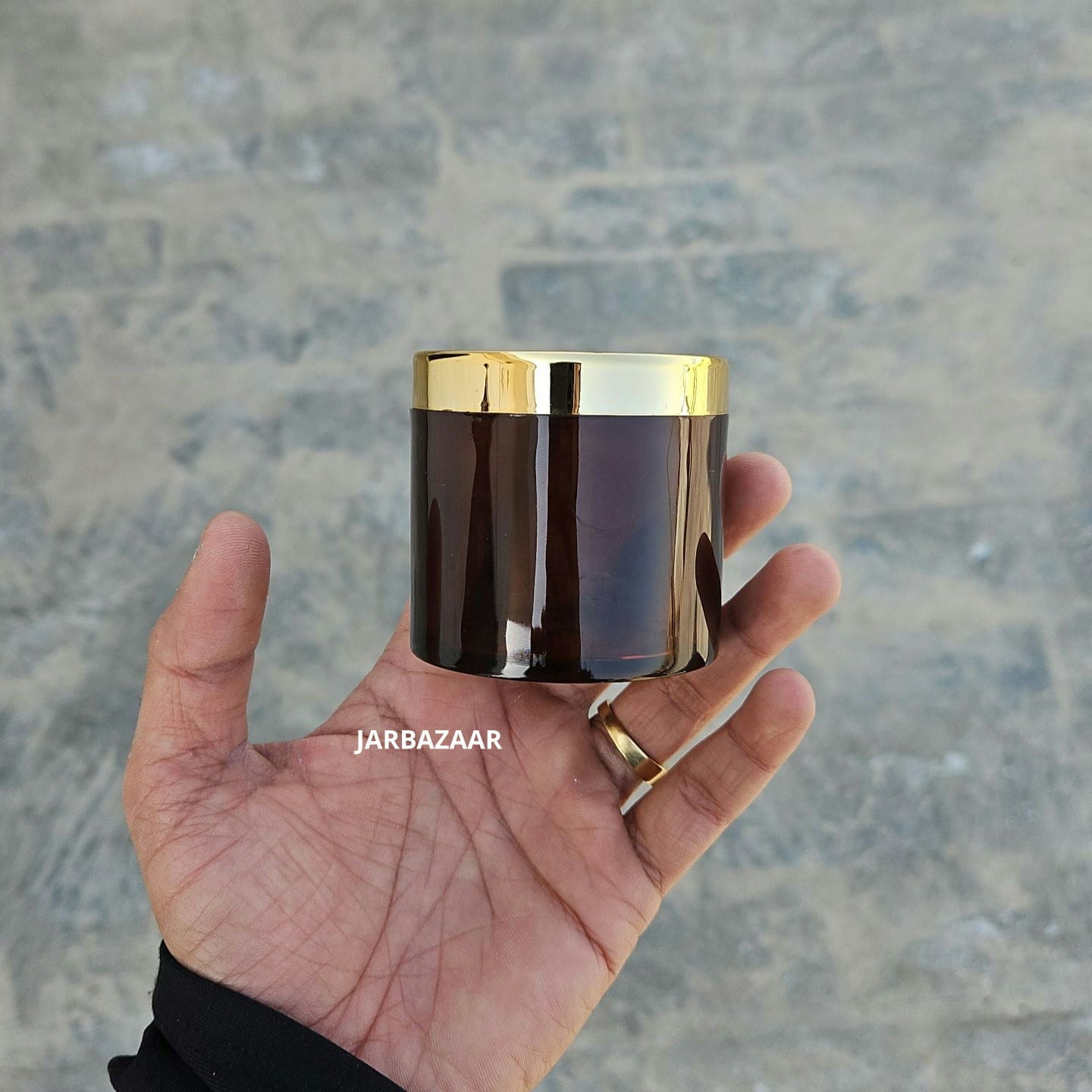 100 Gram Amber Acrylic Sanjar (Golden Cap)