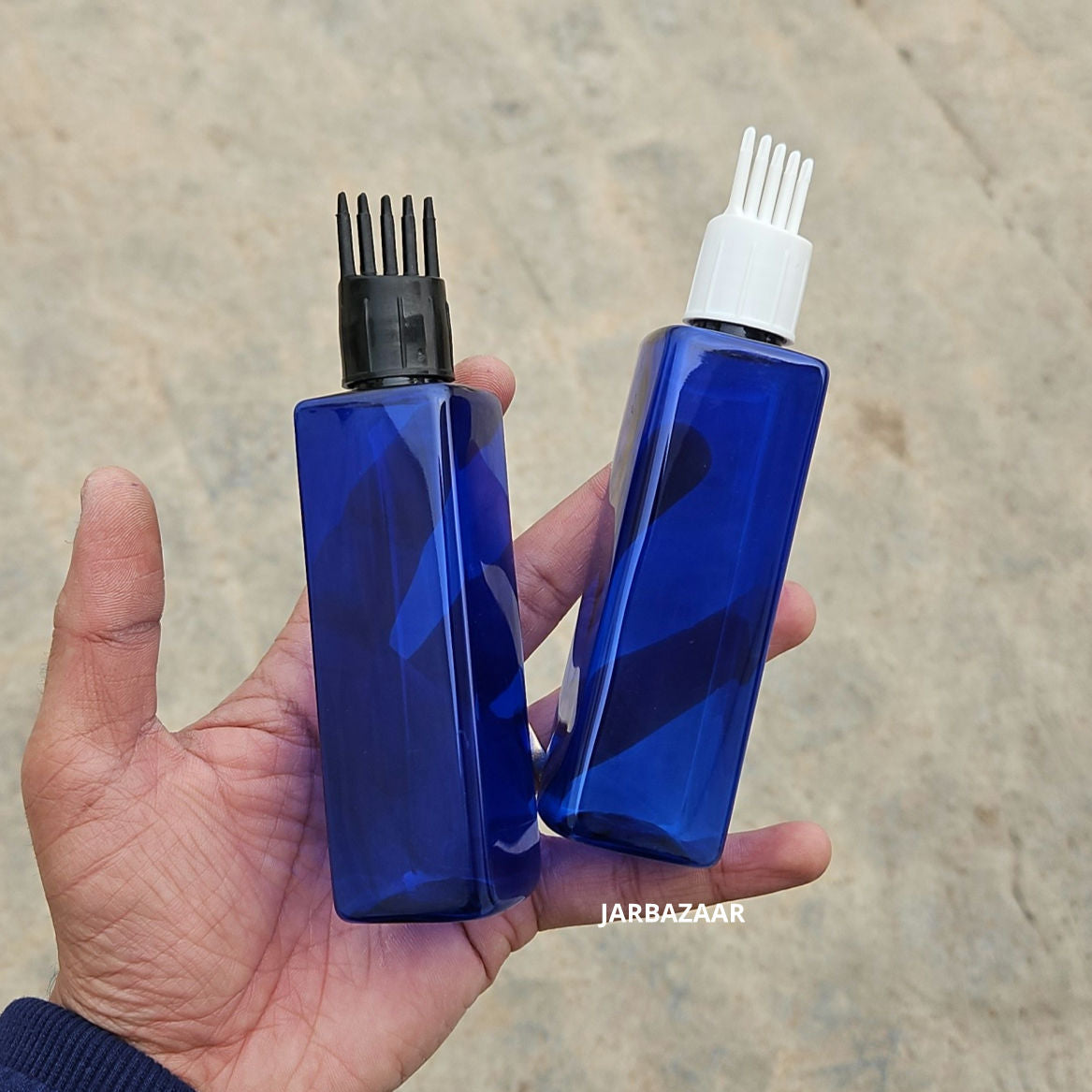 100 ML Square Blue Pet Bottle (With Comb Cap)