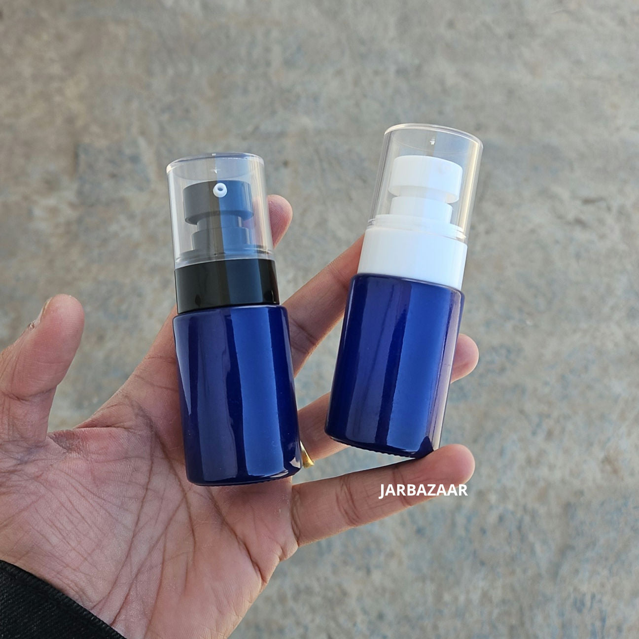 30 ML Blue Flat Shoulder Glass Bottle (NHR SERUM PUMP)