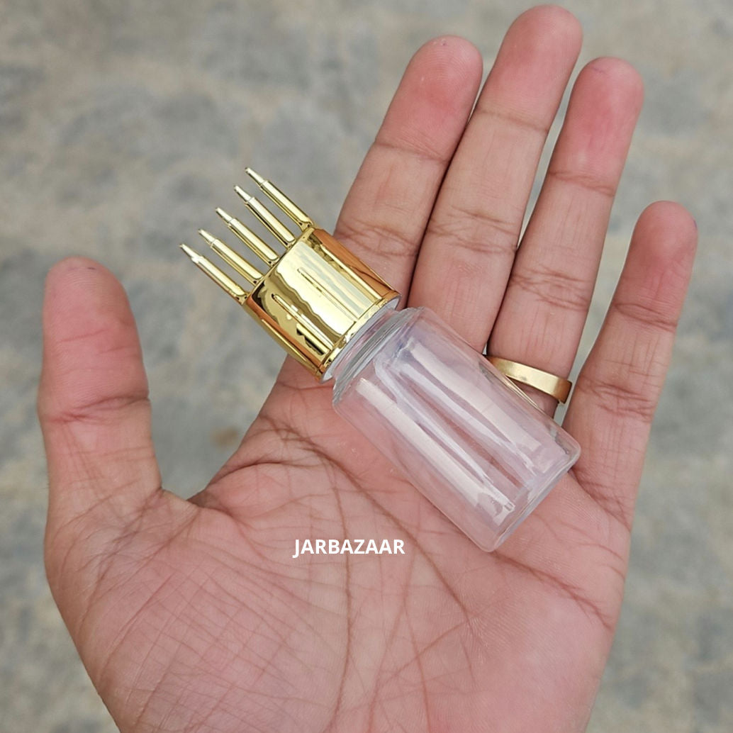 20 ML Transparent Pet Bottle (With Golden Comb Cap)