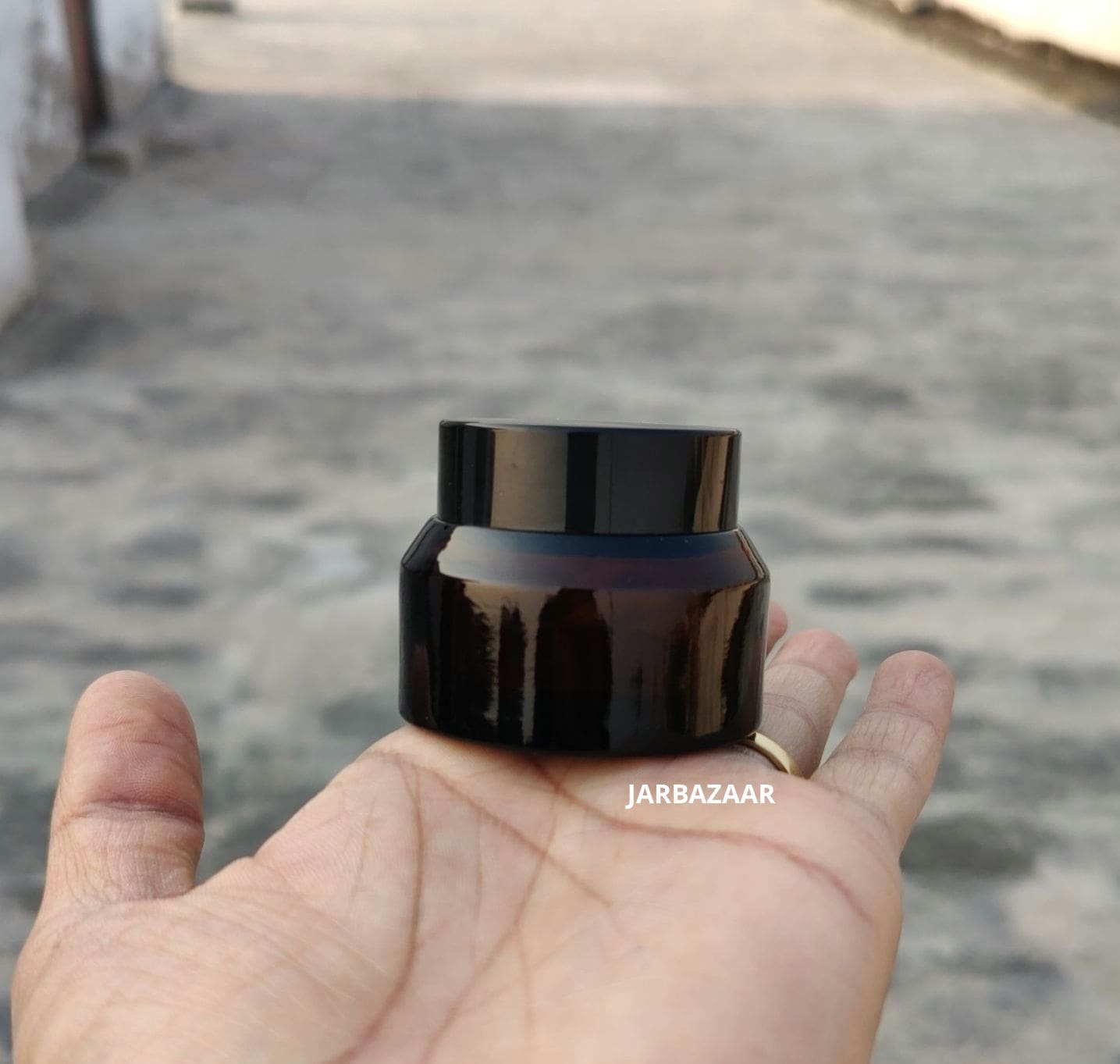 30 Gram Amber Slant Glass Jar (Black Cap)