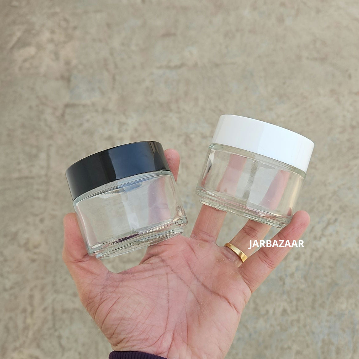 100 Gram Clear Glass Jar (Black/White Cap)