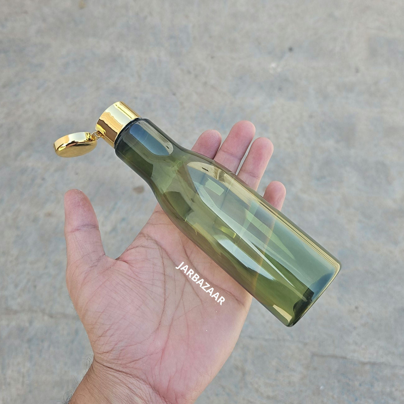 200 ML Asta Olive Green Pet Bottle (With Golden Fliptop Caps)