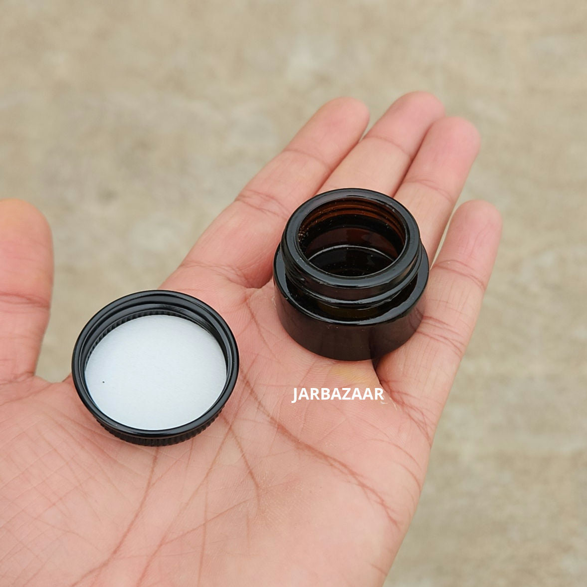 5 Gram Dark Amber Glass Jar (Black Screw Cap)