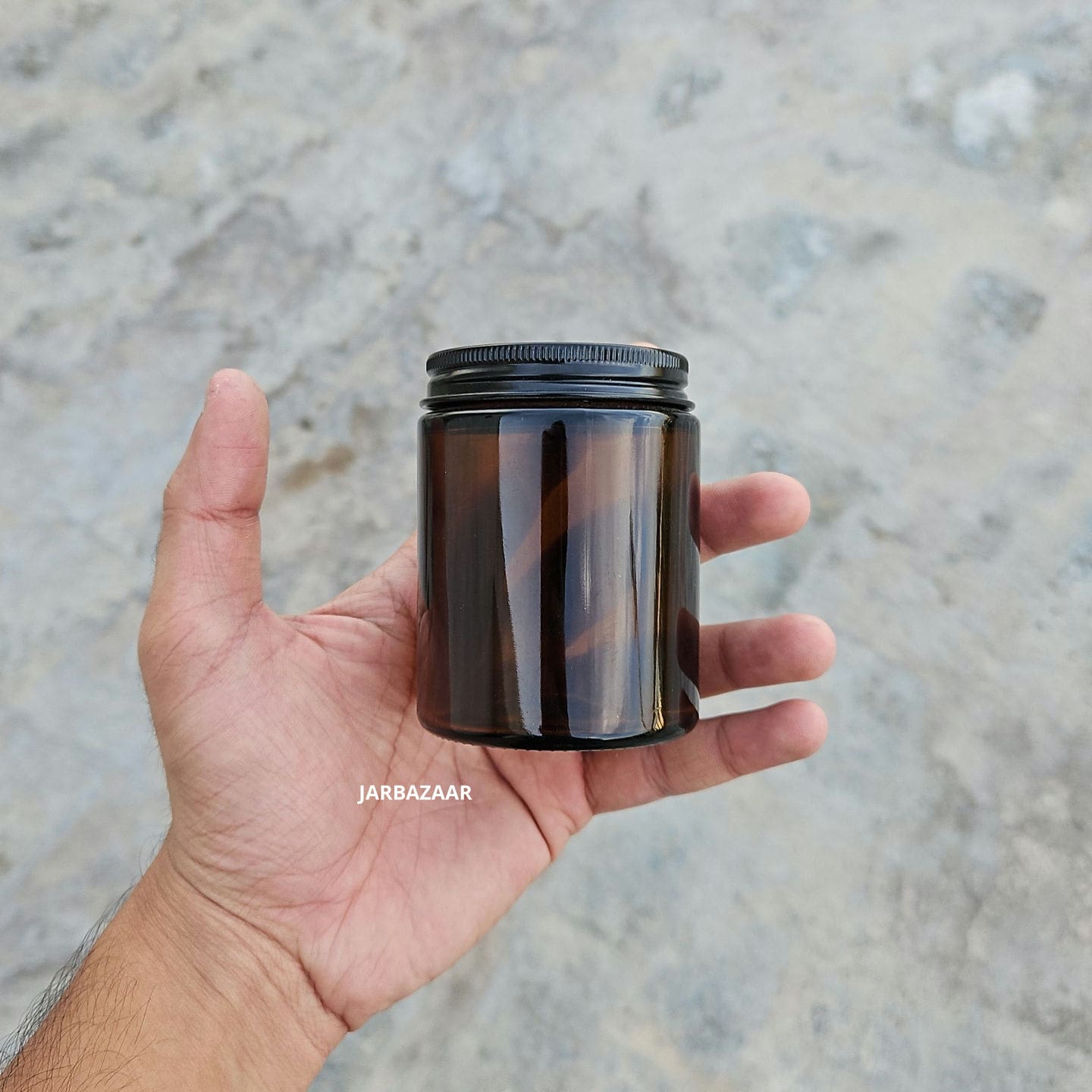 150 ML Amber Glass Jar (With Black Aluminium Screw Cap)