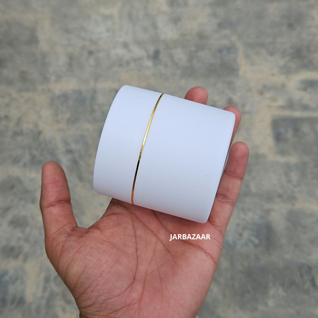100 Gram Double Wall White Royal Jar (With Golden Lining)