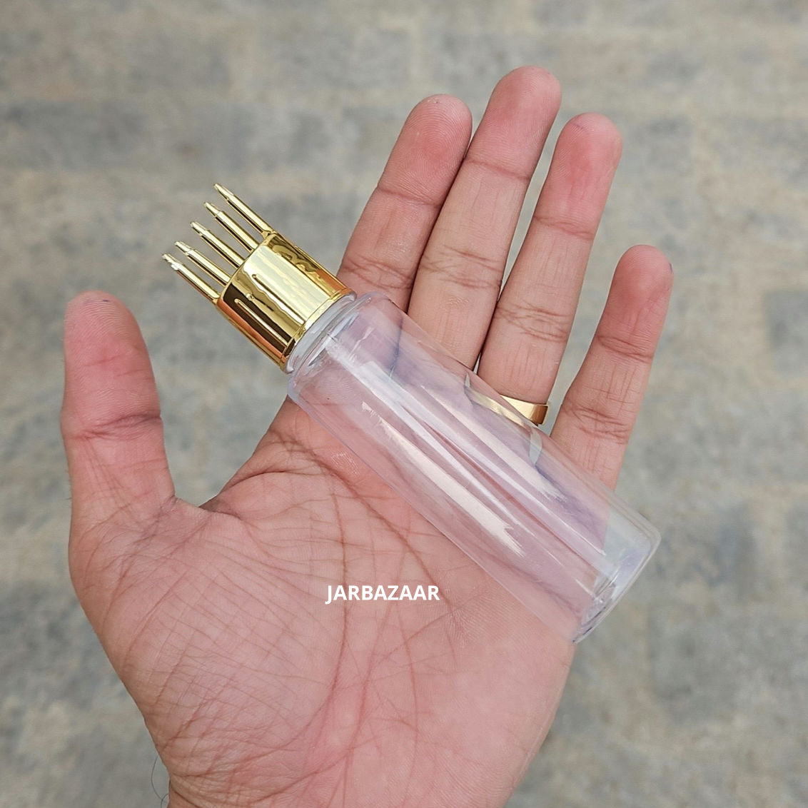 50 ML GLI Transparent Pet Bottle (With Golden Comb Cap)