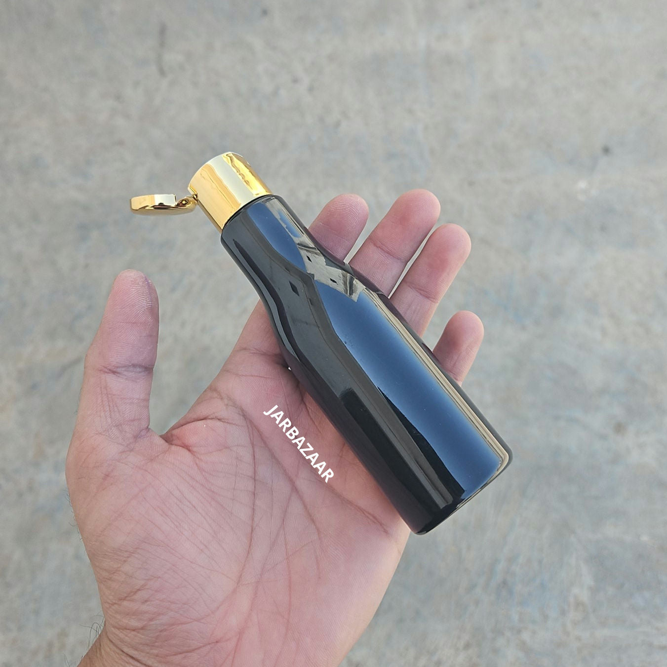 100 ML Asta Black Pet Bottle (With Golden Fliptop Caps)