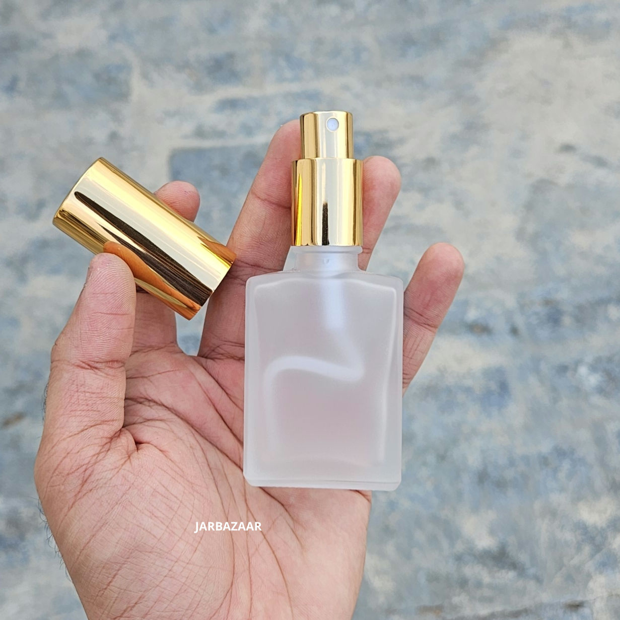 30 ML Clear Frosted Rectangular Glass Spray Bottle