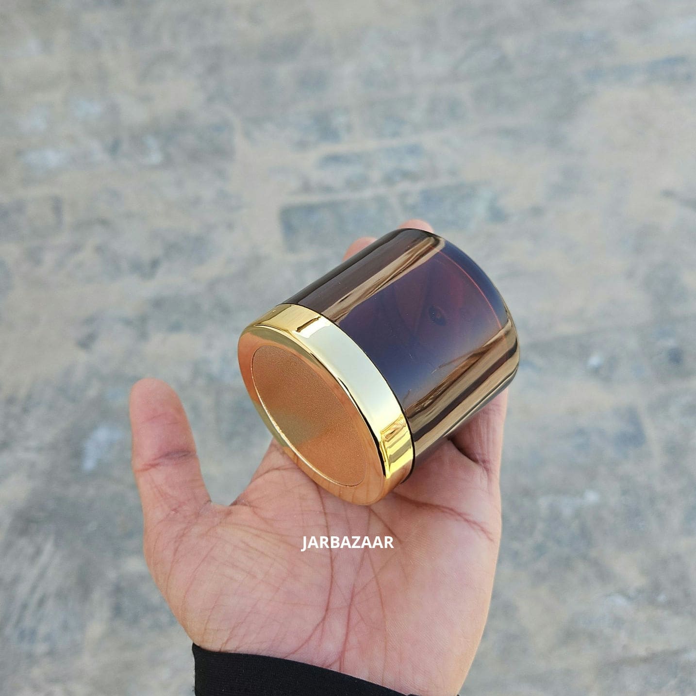 100 Gram Amber Acrylic Sanjar (Golden Cap)