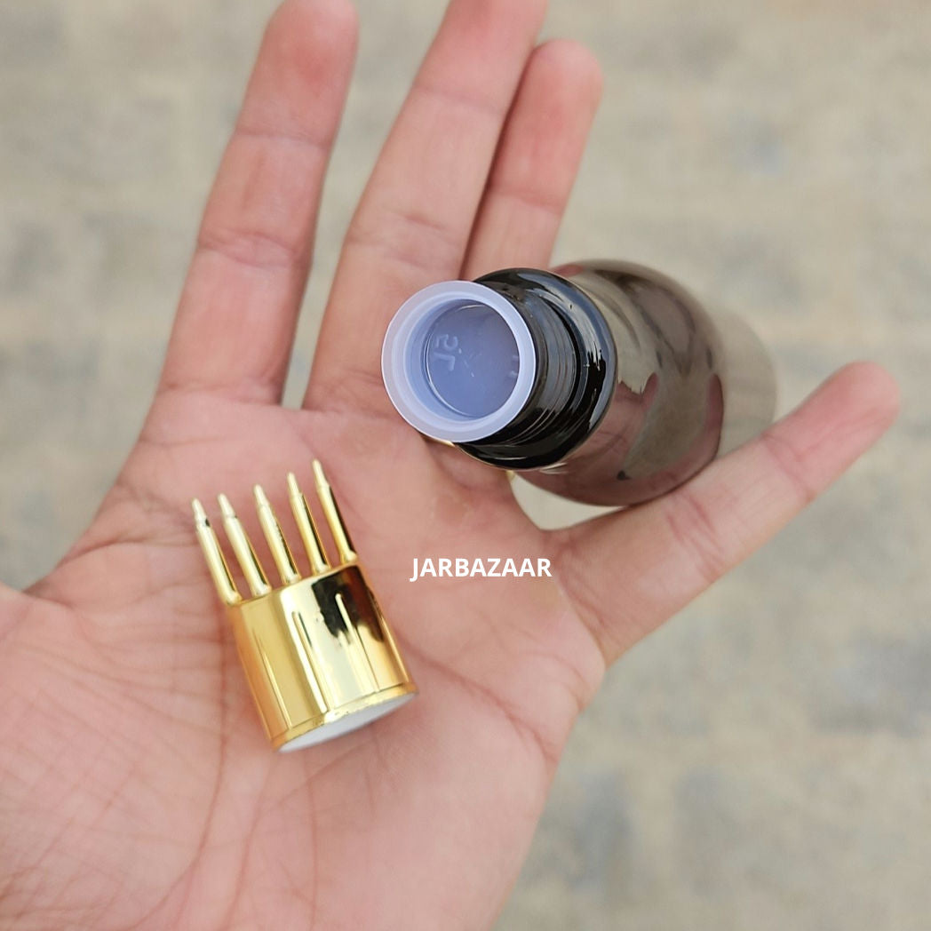 100 ML Asta Amber Pet Bottle (With Golden Comb Cap)
