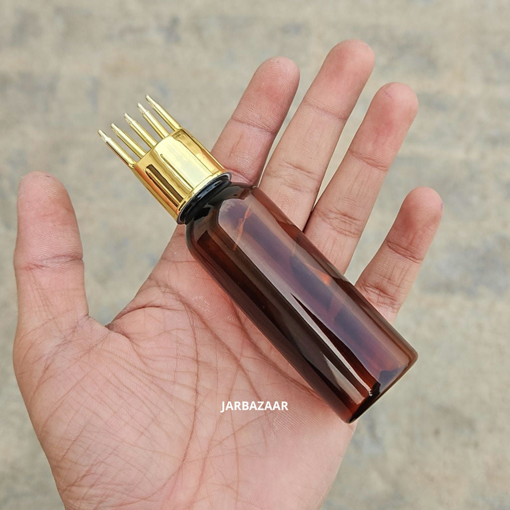 50 ML Avon Amber Pet Bottle (With Golden Comb Cap)