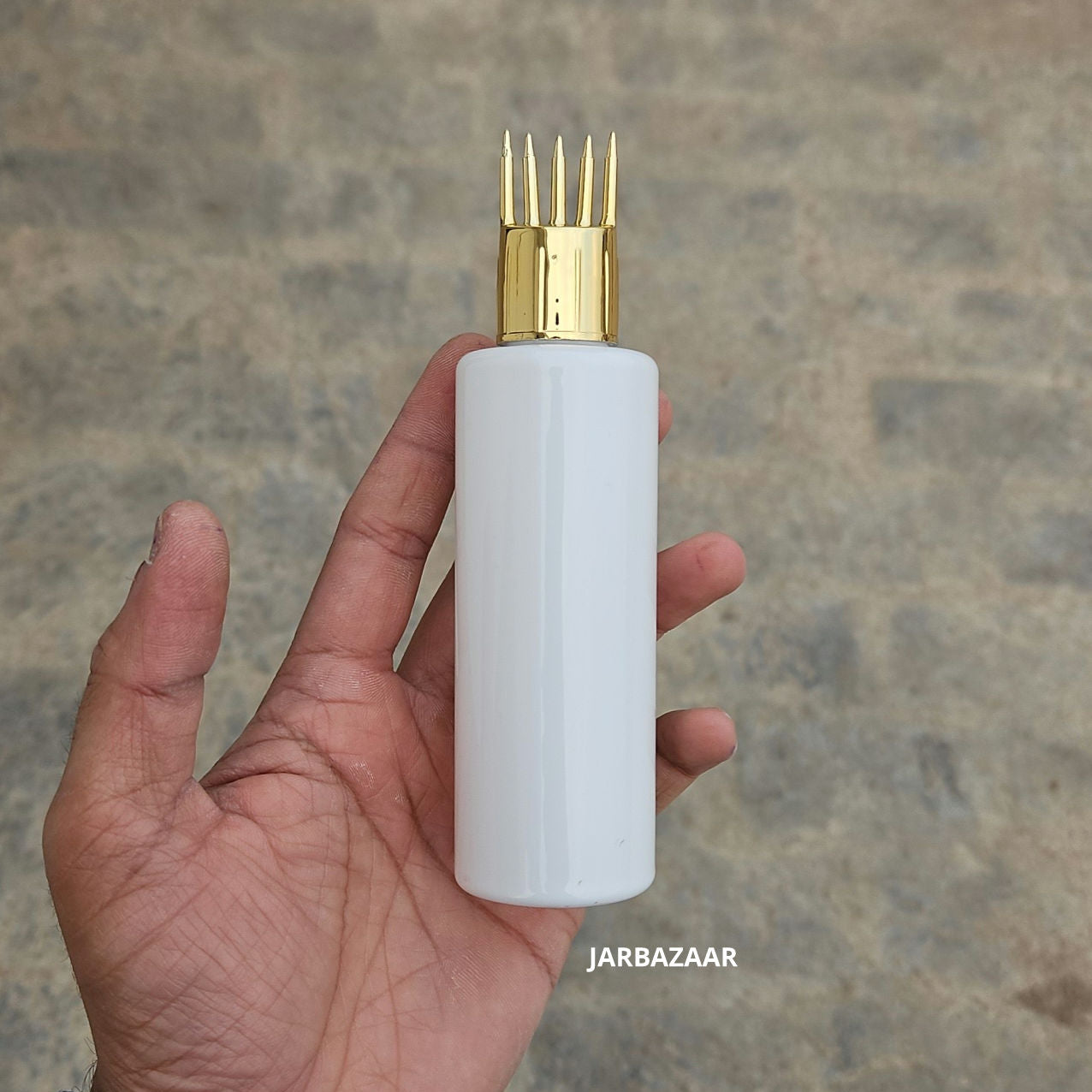 100 ML GLI White Pet Bottle (With Golden Comb Cap)