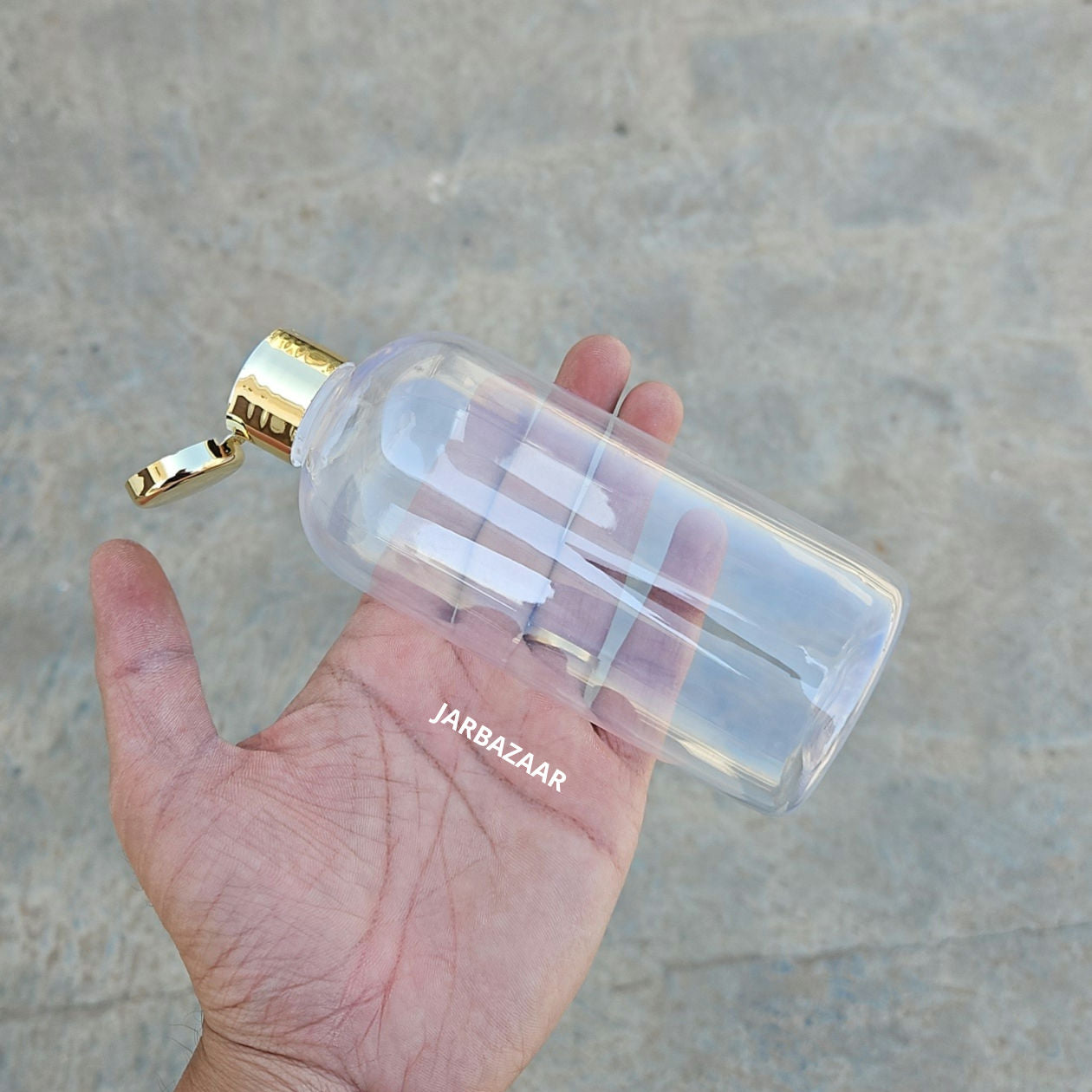 300 ML Boston Transparent Pet Bottle (With Golden Fliptop Caps)