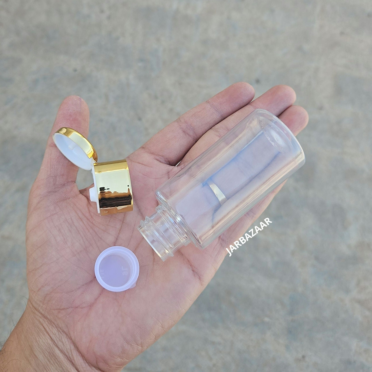 60 ML Transparent Pet Bottle (With Golden Fliptop Caps)