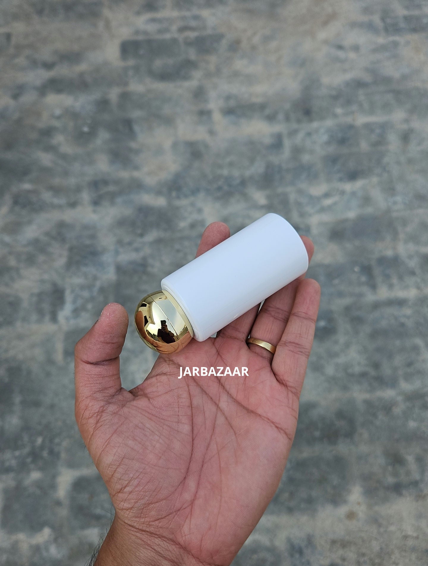 60 ML Round White Bottle (Golden Dome Cap)