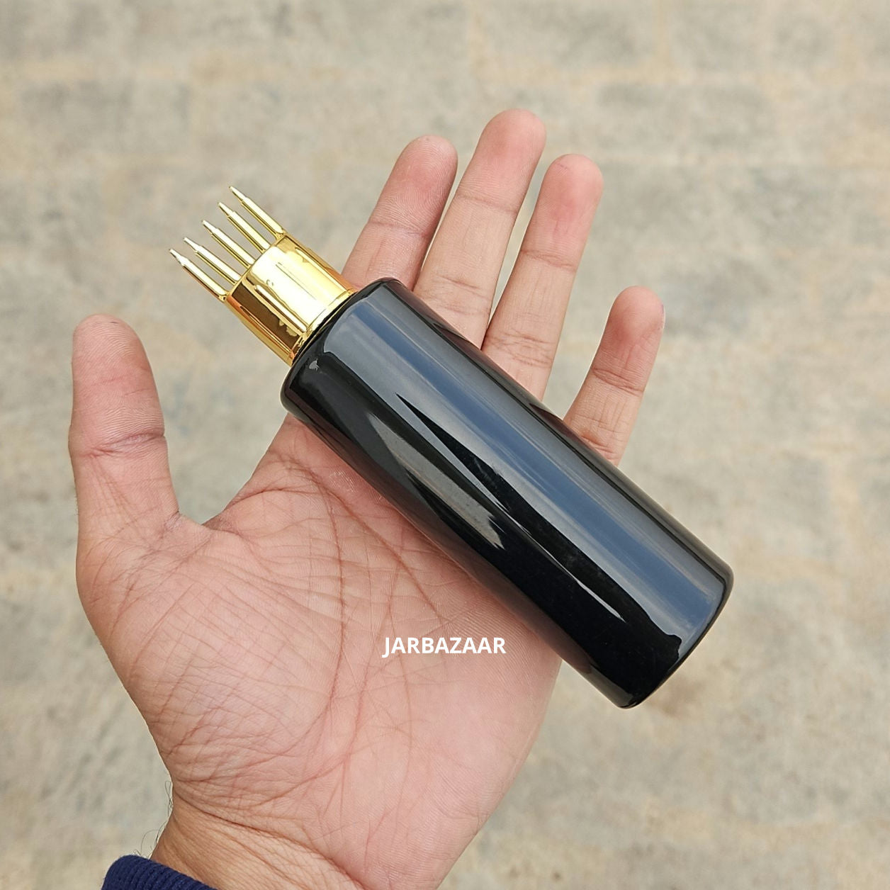 100 ML GLI Black Pet Bottle (With Golden Comb Cap)