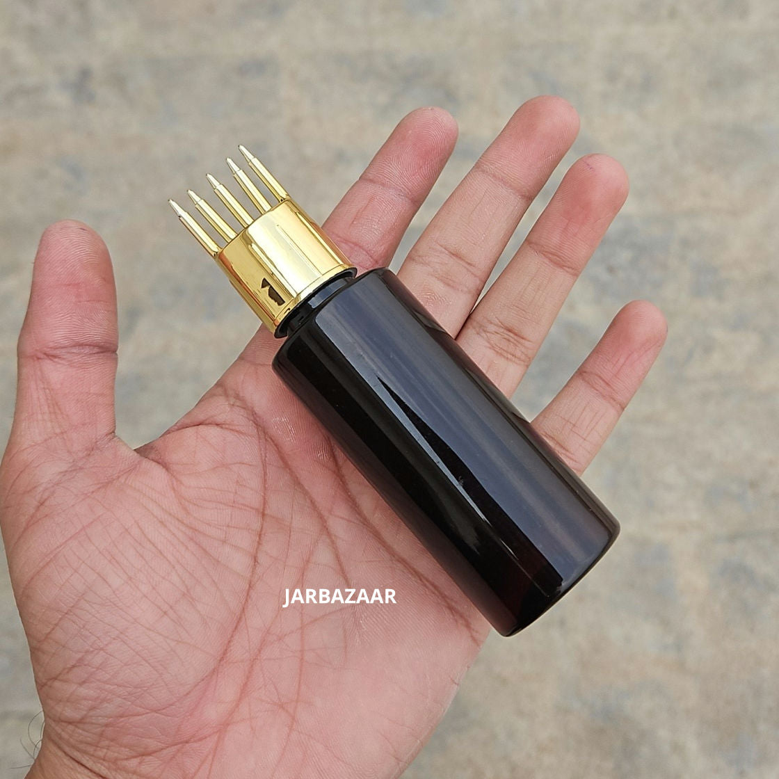 50 ML GLI Dark Amber Pet Bottle (With Golden Comb Cap)