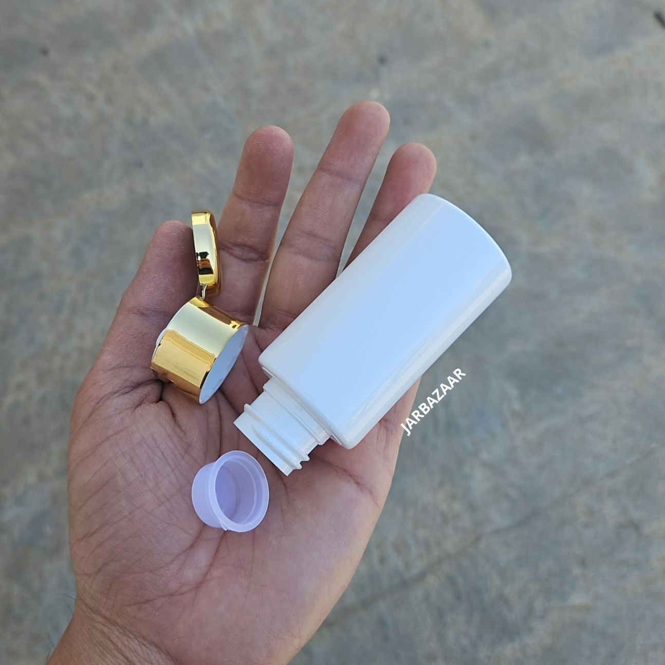 60 ML White Pet Bottle (With Golden Fliptop Caps)