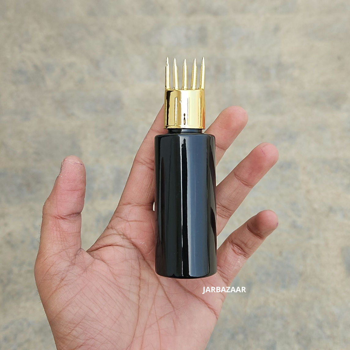 50 ML GLI Black Pet Bottle (With Golden Comb Cap)