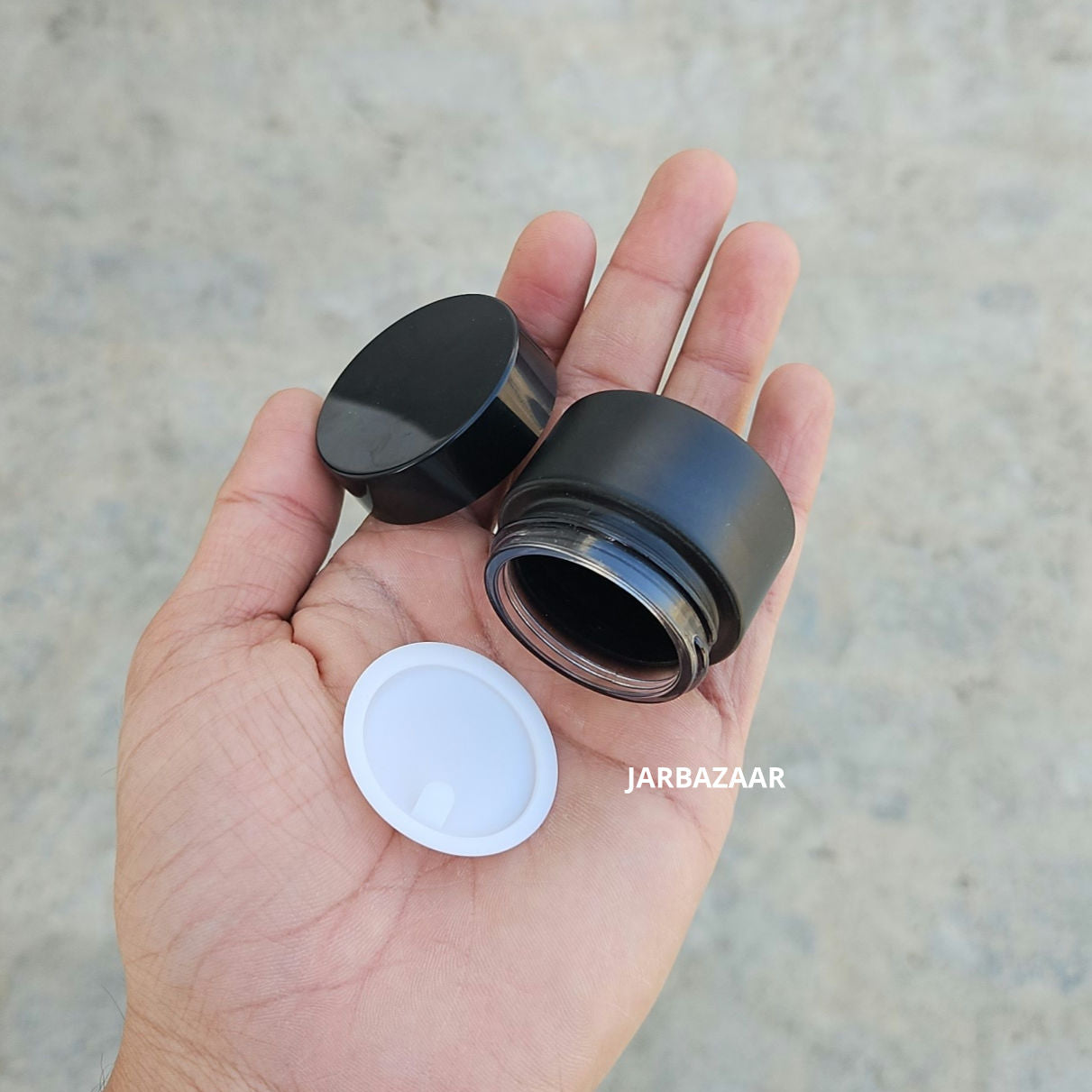 15 Gram Matte Black Glass Jar