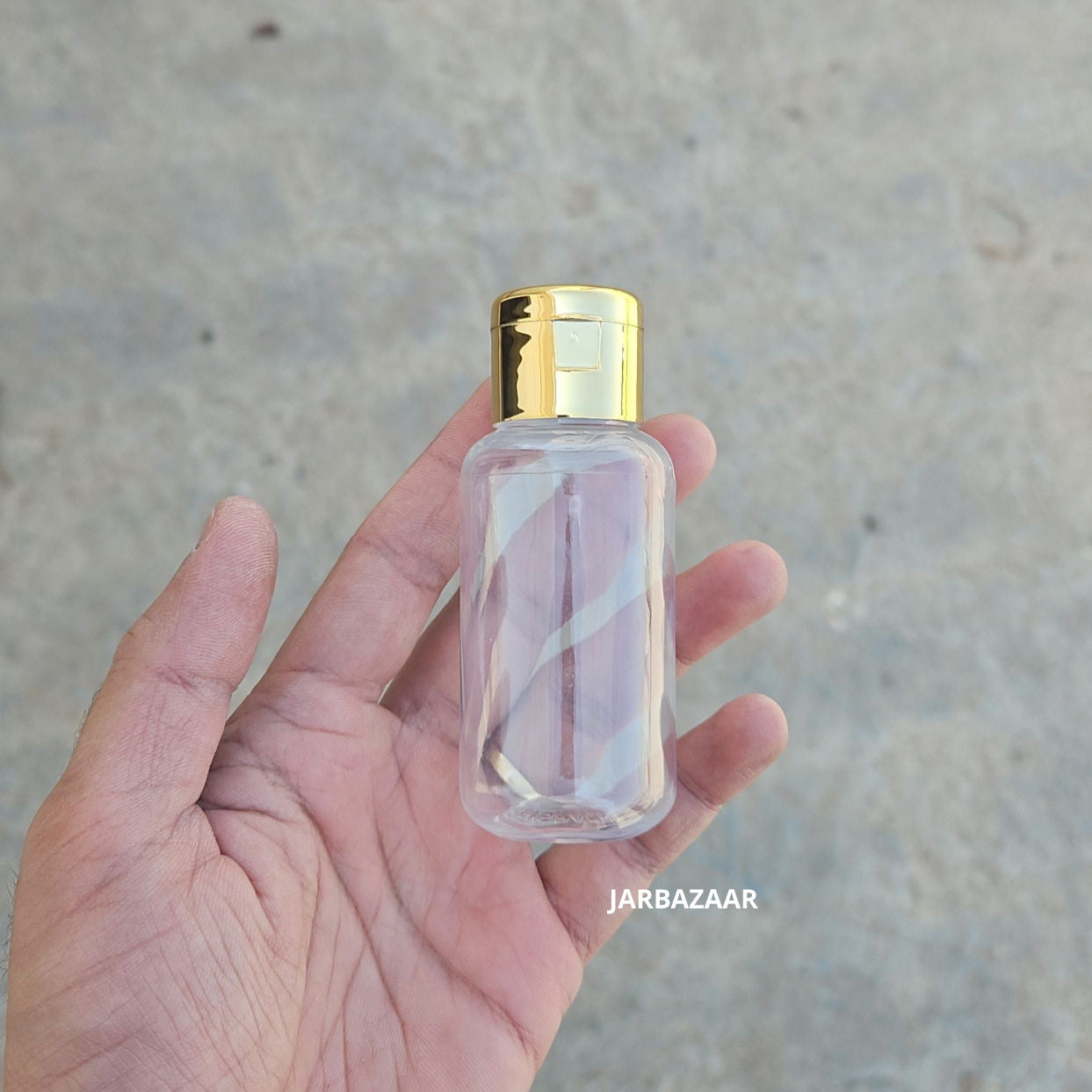 50 ML Boston Transparent Pet Bottle (With Golden Fliptop Caps)