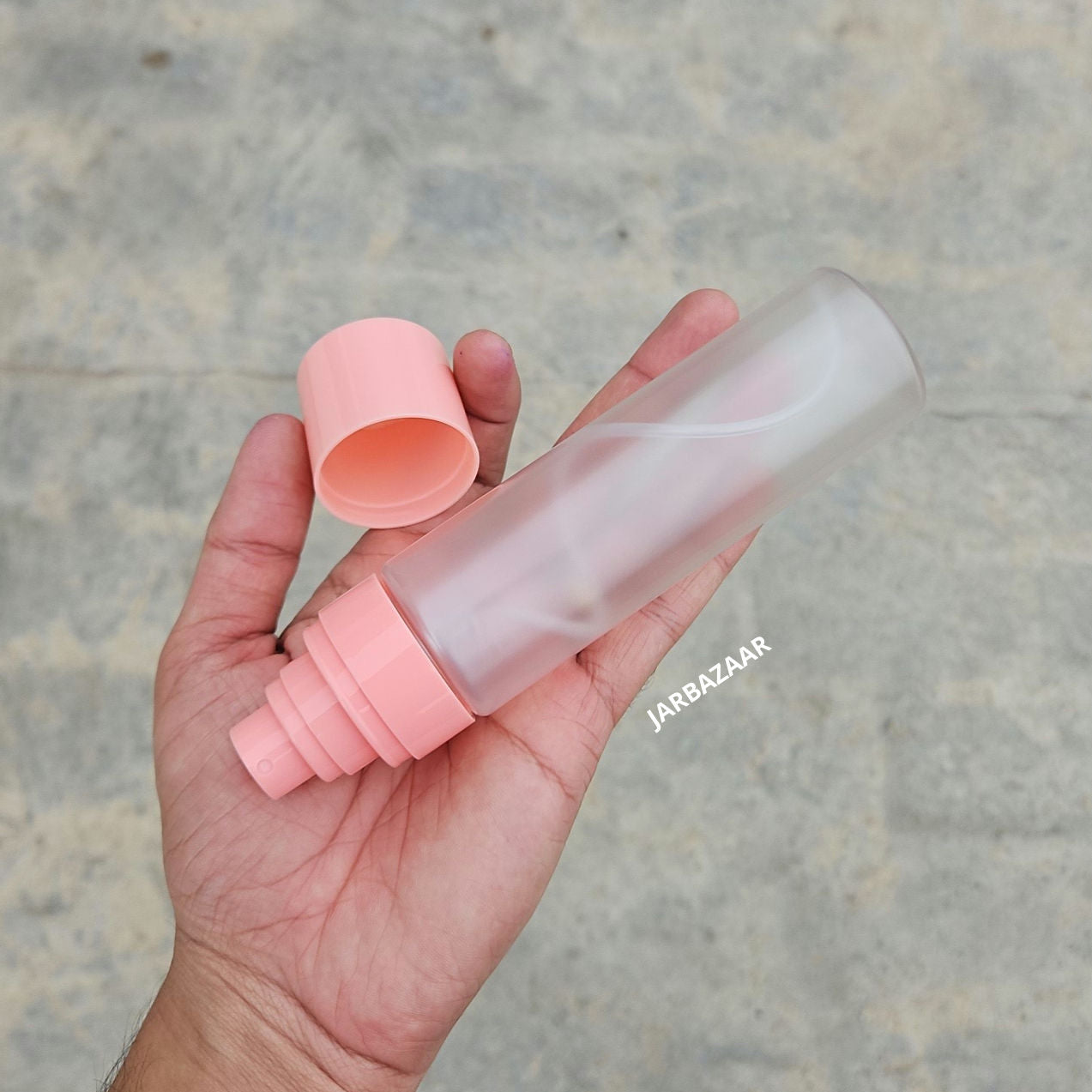 100 ML Sleek Frosted Pet Bottle (With Pink Opaque Spray Pumps)