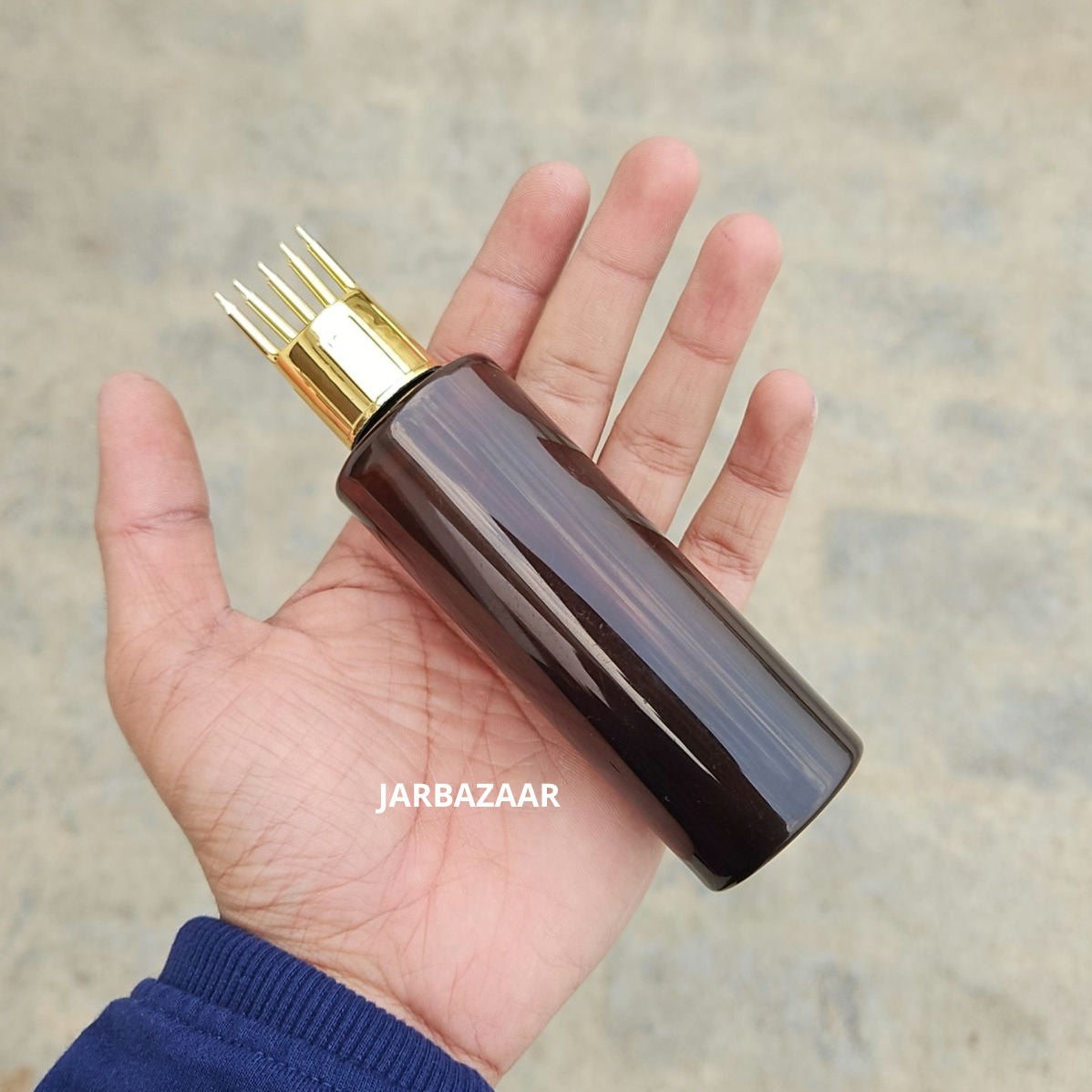 100 ML GLI Amber Pet Bottle (With Golden Comb Cap)