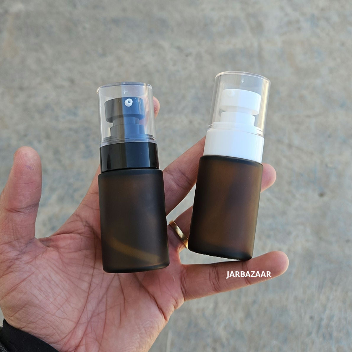 30 ML Amber Frosted Flat Shoulder Glass Bottle (NHR SERUM PUMP)