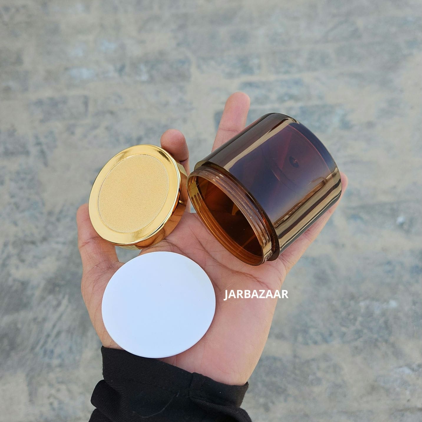 100 Gram Amber Acrylic Sanjar (Golden Cap)