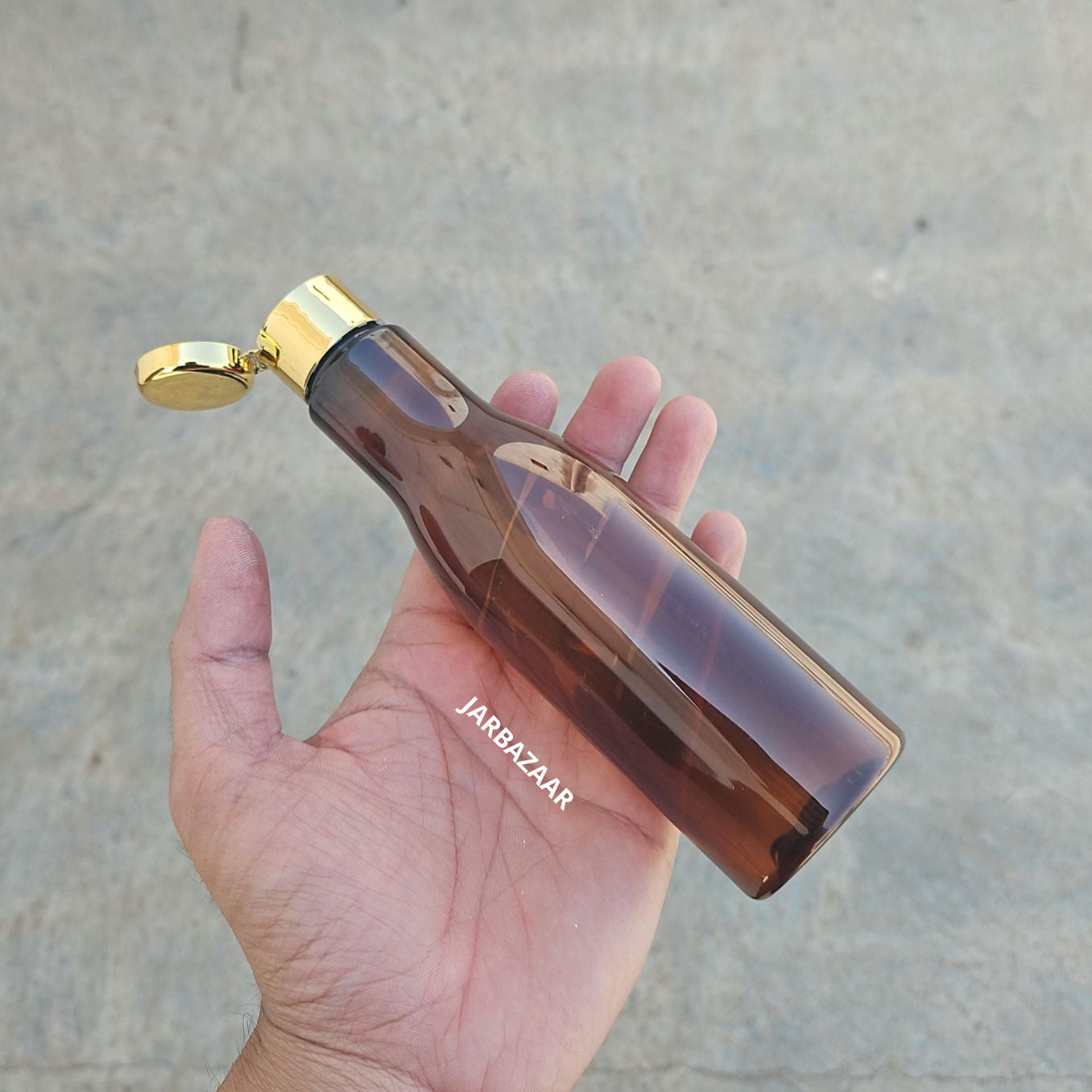200 ML Asta Amber Pet Bottle (With Golden Fliptop Caps)