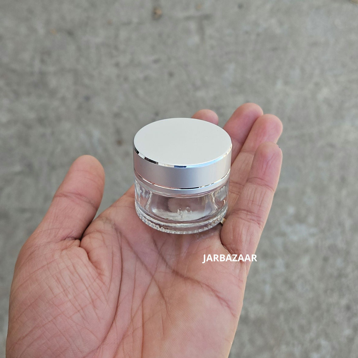 15 Gram Clear Glass Jar (Silver Diamond Cut Cap)