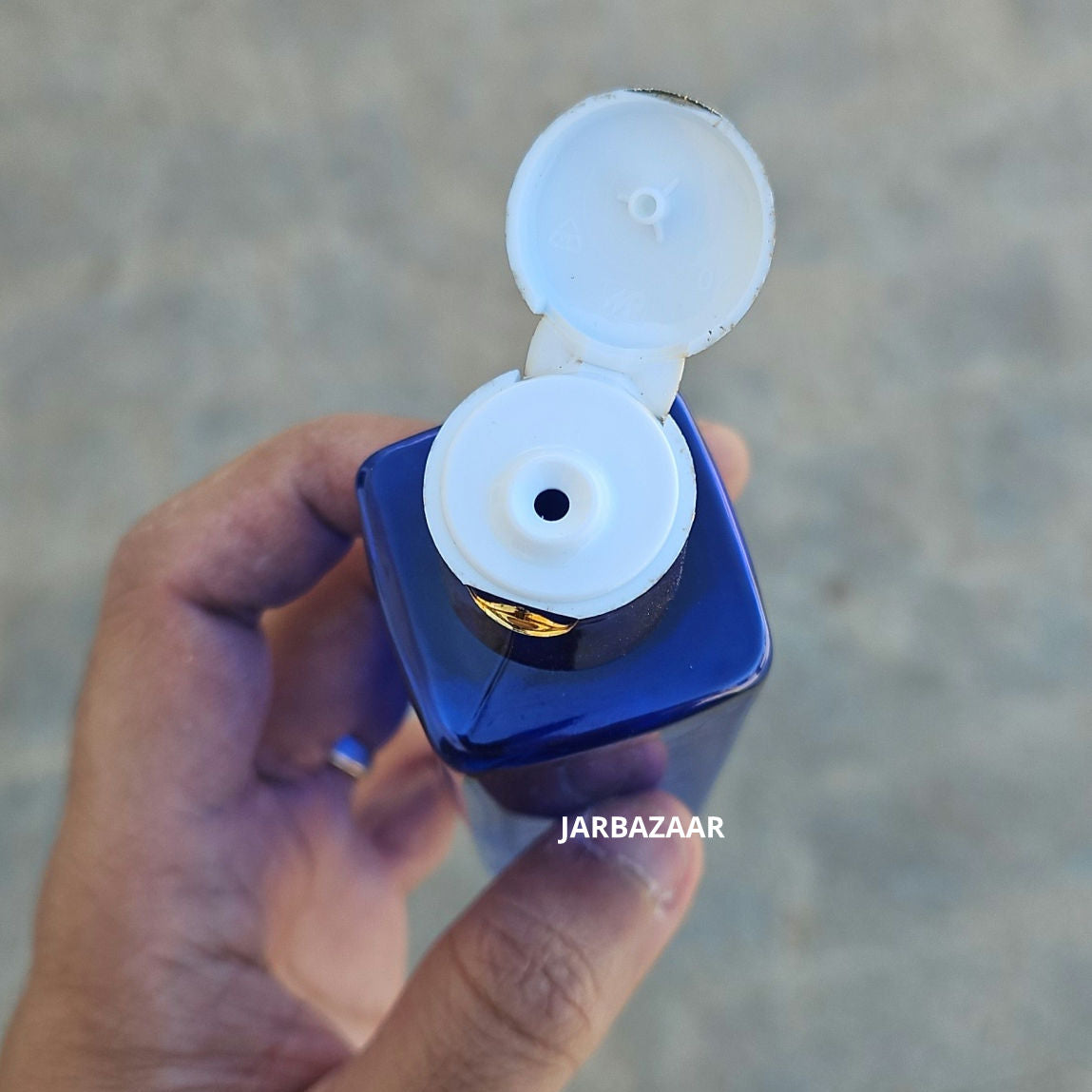 100 ML Square Blue Pet Bottle (With Golden Fliptop Caps)