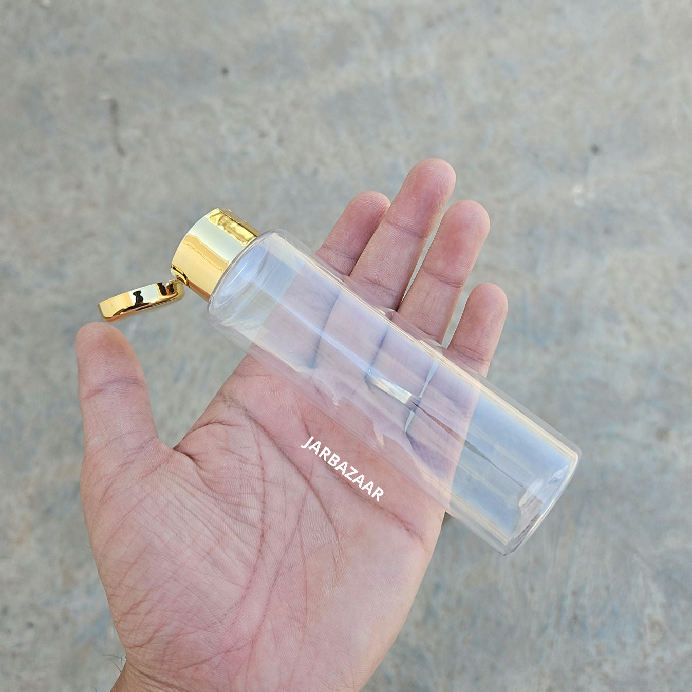 100 ML Sleek Transparent Pet Bottle (With Golden Fliptop Caps)
