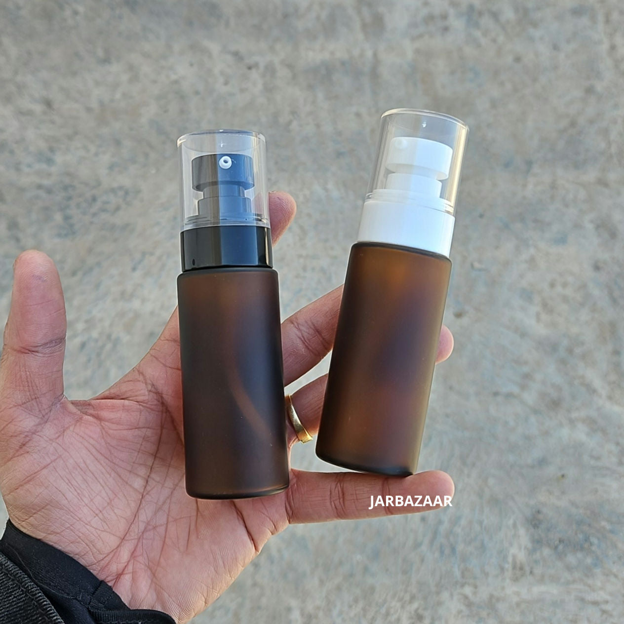 50 ML Amber Frosted Flat Shoulder Glass Bottle (NHR SERUM PUMP)