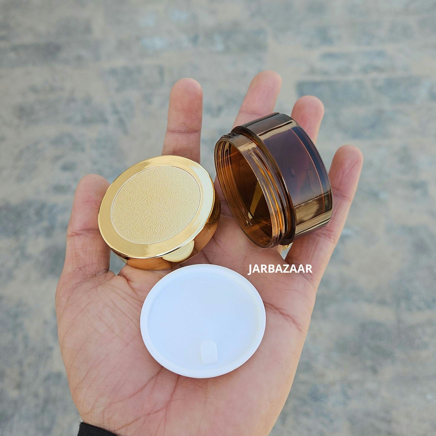 25 Gram Amber Acrylic Sanjar (Golden Cap)