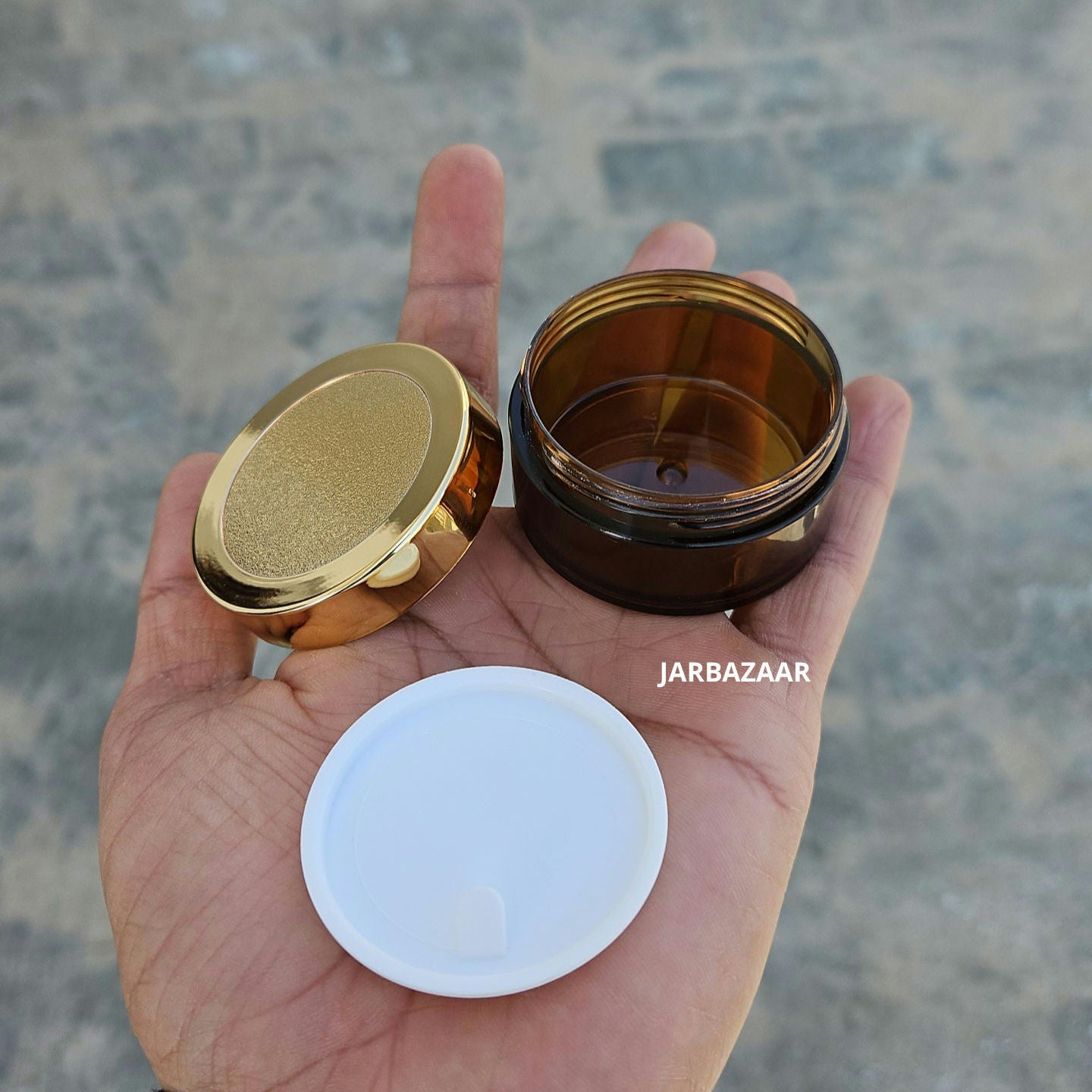 25 Gram Amber Acrylic Sanjar (Golden Cap)