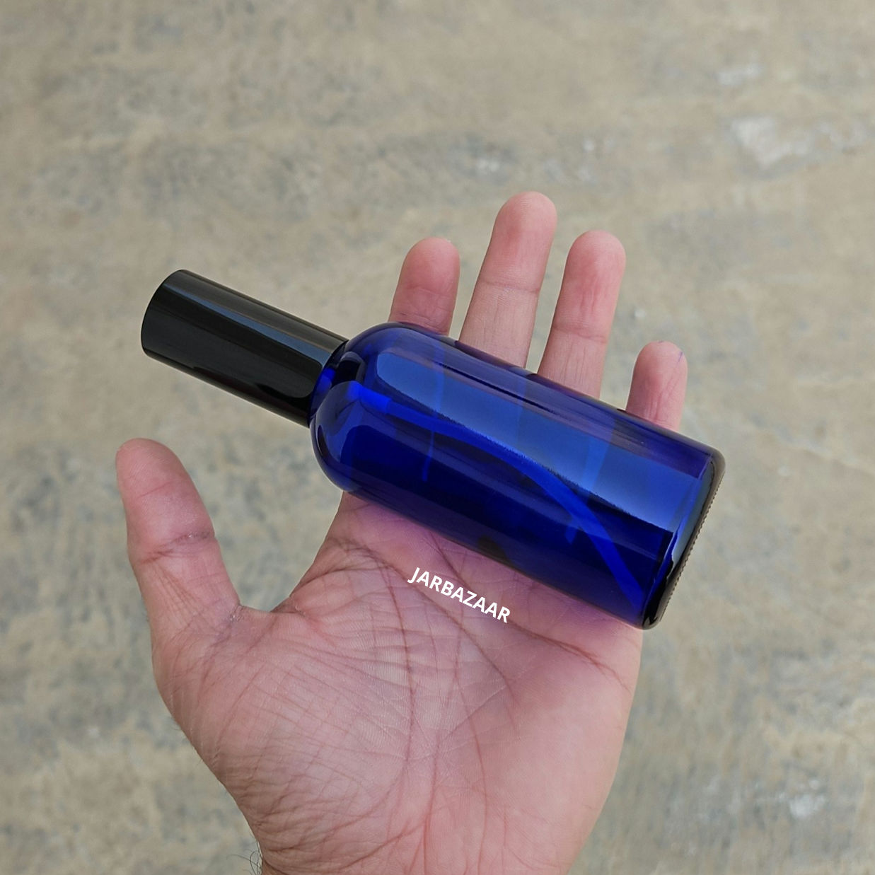 100 ml Blue Glass bottle (With Premium Black Serum Pumps)