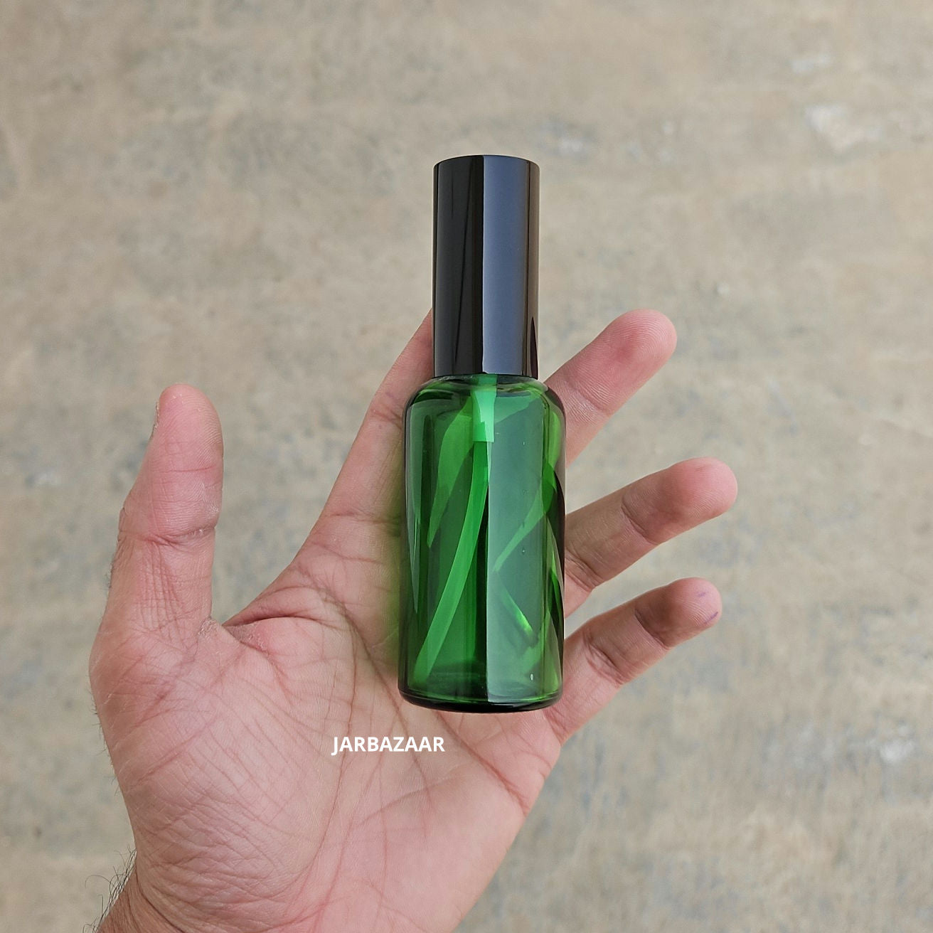 50 ml Green Glass bottle (With Premium Black Serum Pumps)