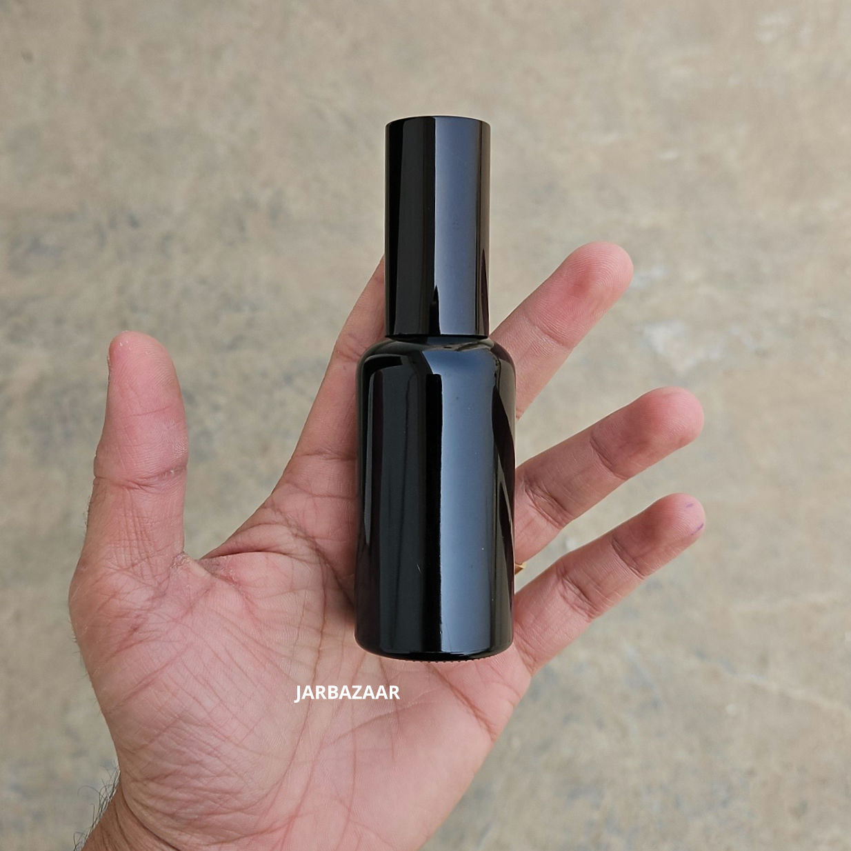 50 ml Glossy Black Glass bottle (With Premium Black Serum Pumps)