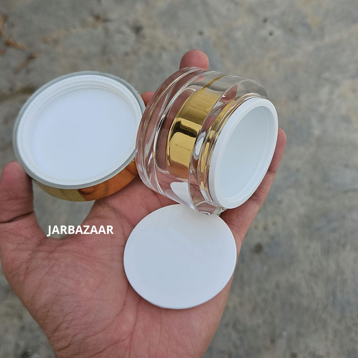 50 Gram Premium Double- Walled Golden Acrylic Cosmetic Jar