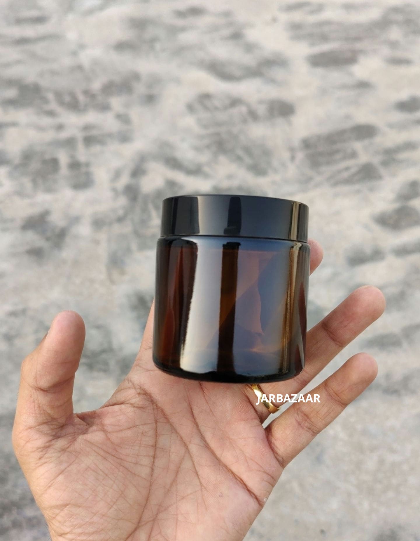 100 Gram Amber Glass Jar (Black Cap)