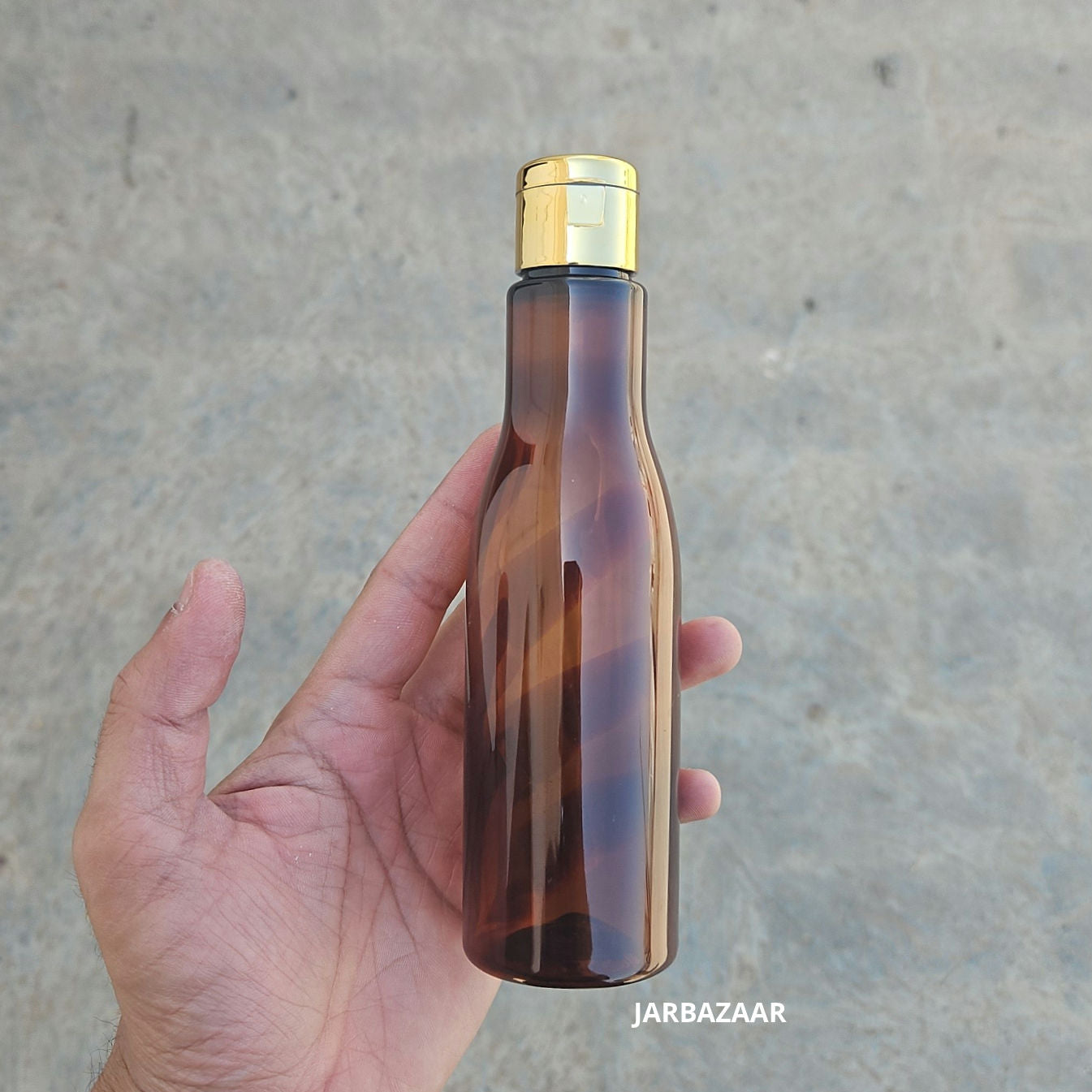 200 ML Asta Amber Pet Bottle (With Golden Fliptop Caps)