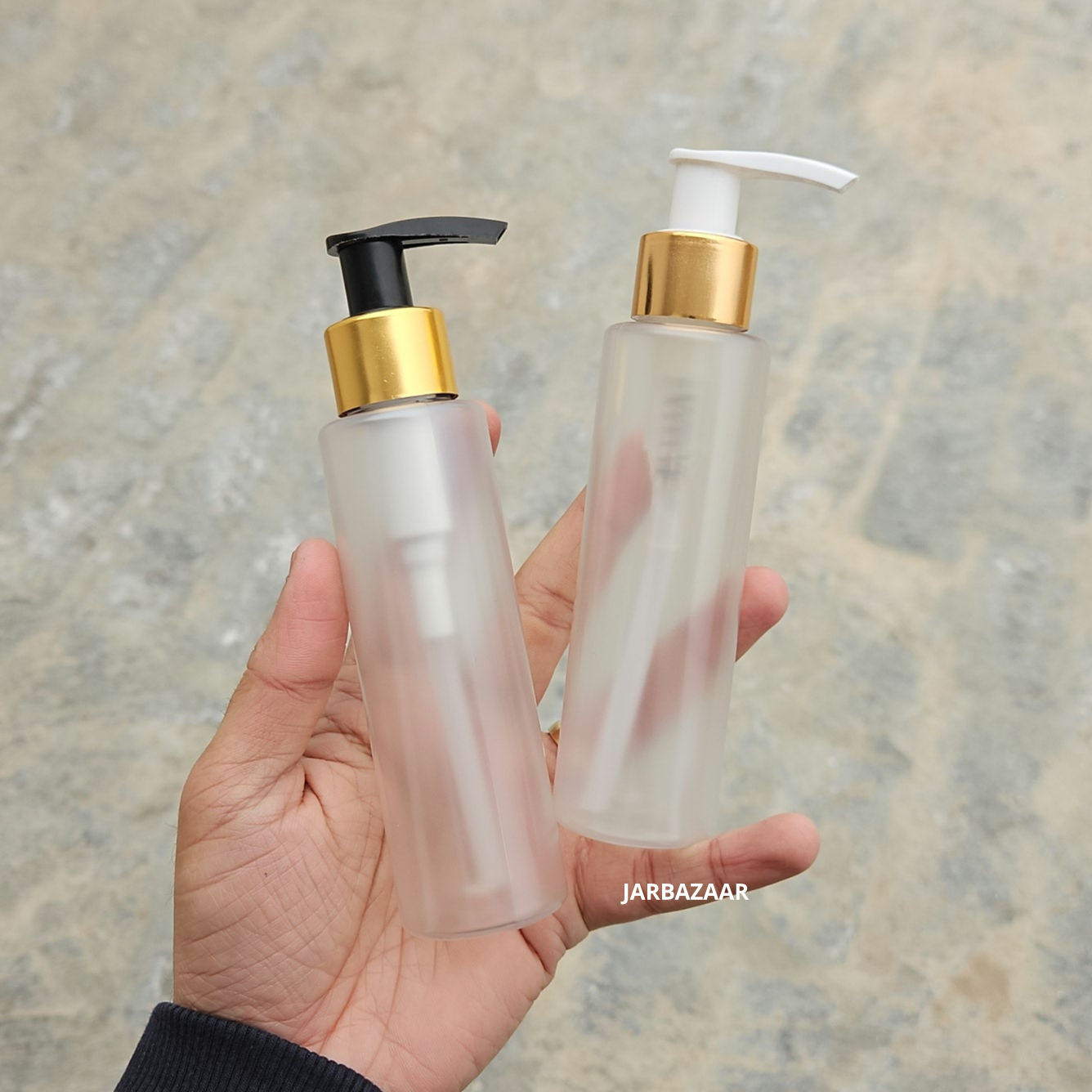100 ML Sleek Frosted Dispenser Bottle (Golden Black/Golden White)