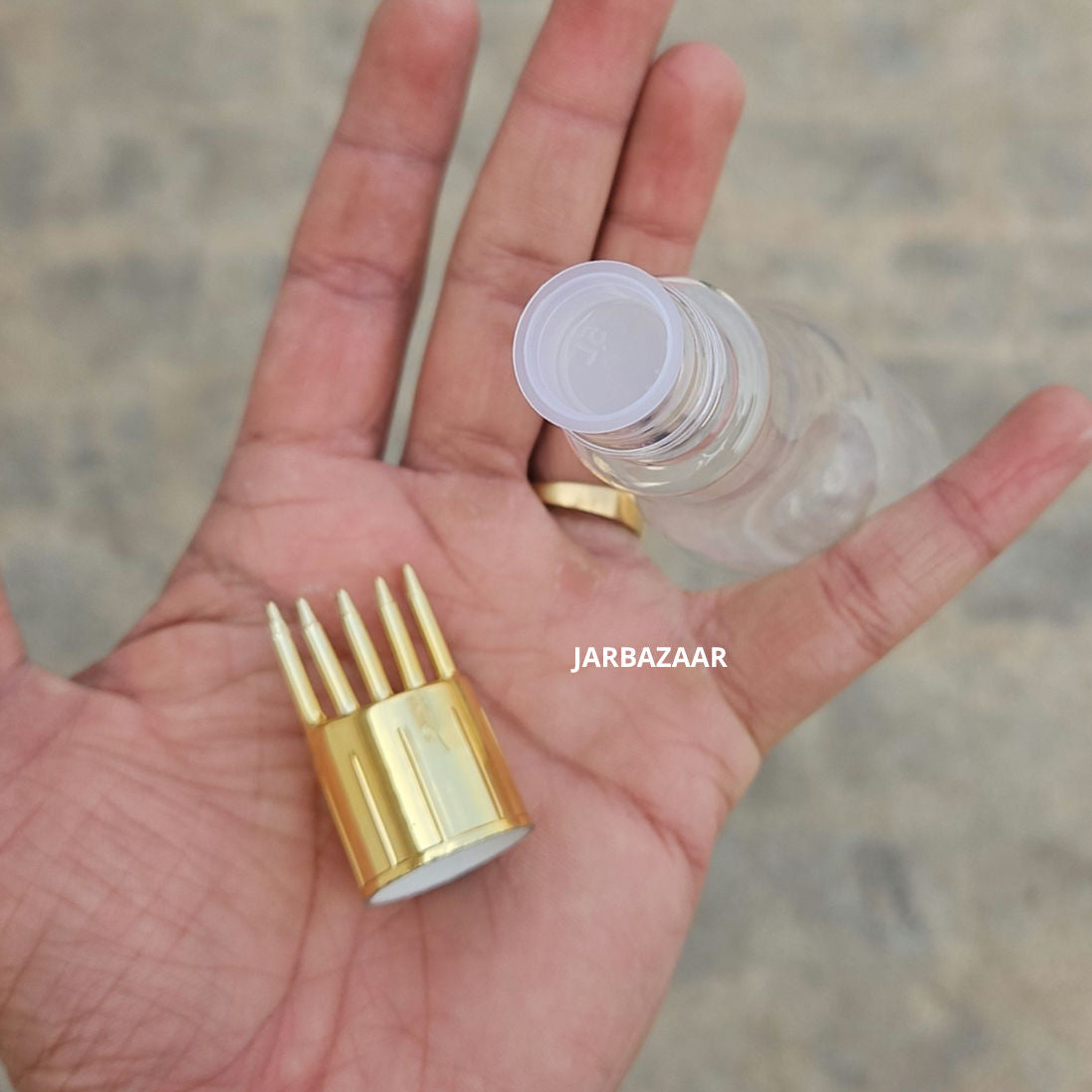 100 ML Asta Transparent Pet Bottle (With Golden Comb Cap)