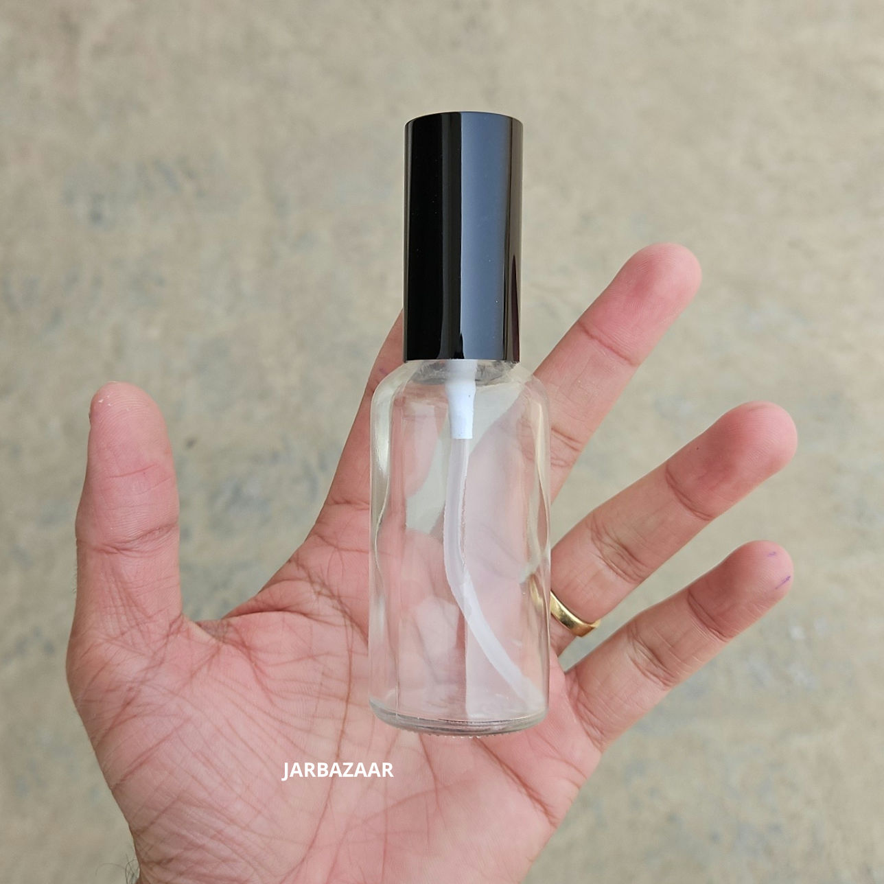 50 ML Clear Glass Bottle (With Premium Black Serum Pumps)