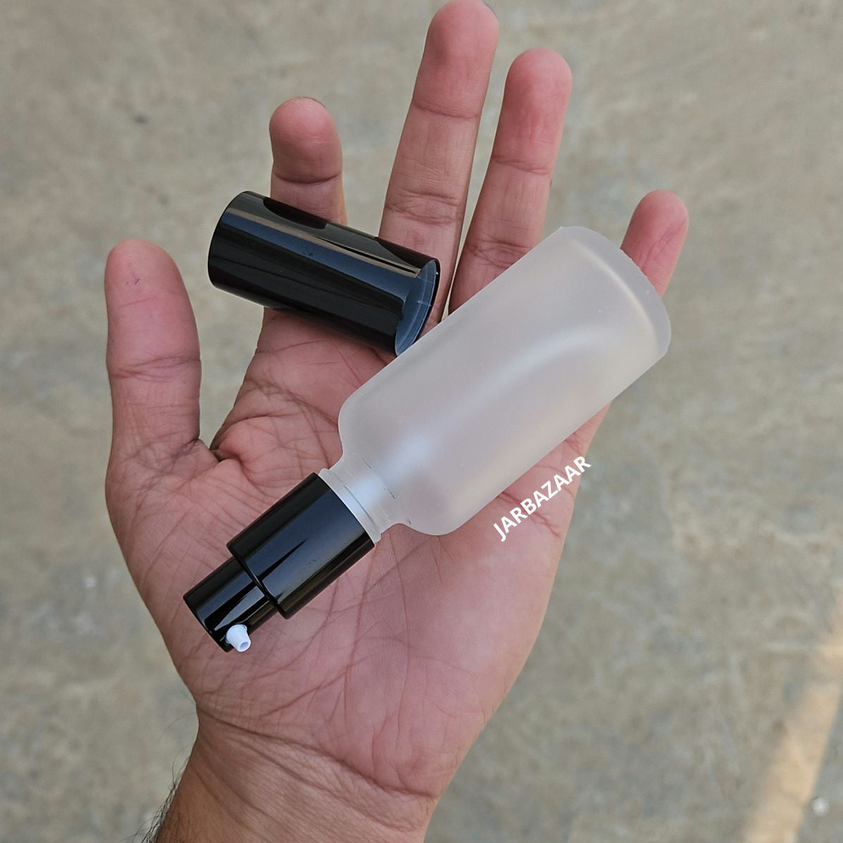50 ML Clear Frosted Glass Bottle (With Premium Black Serum Pumps)