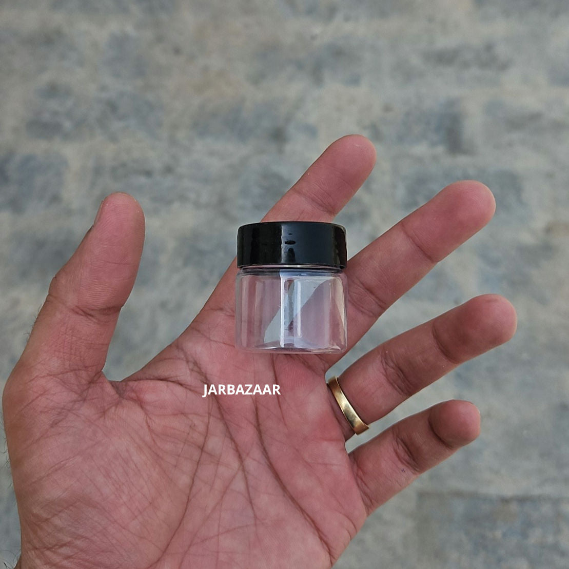 15 ML Round Pet Jar (Black Plastic Cap)