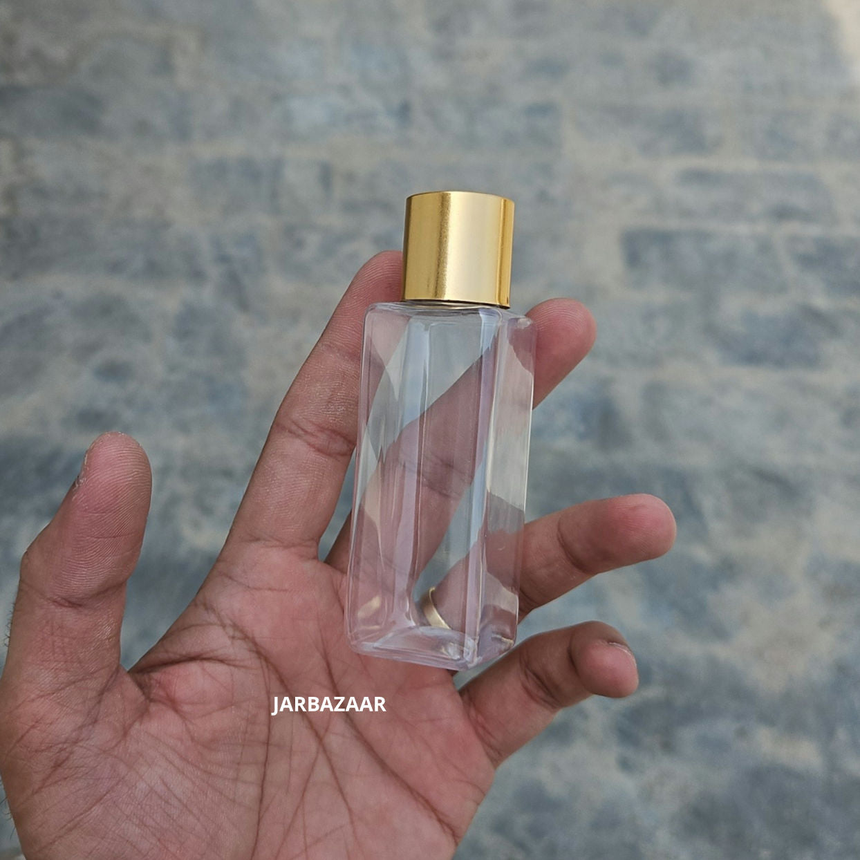 50 ml Square Clear Pet Bottle (Golden Cap)