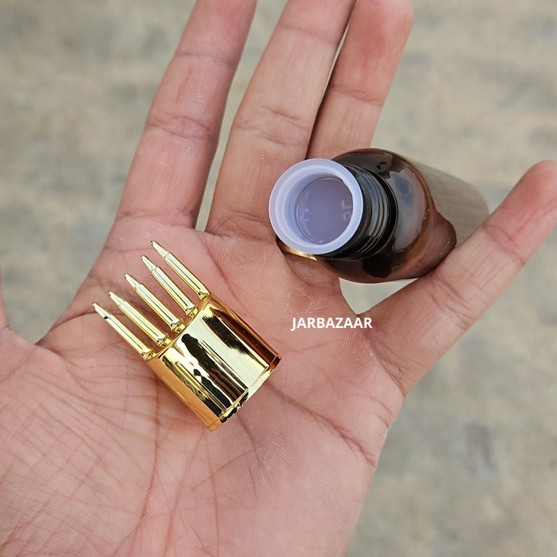 50 ML Avon Amber Pet Bottle (With Golden Comb Cap)